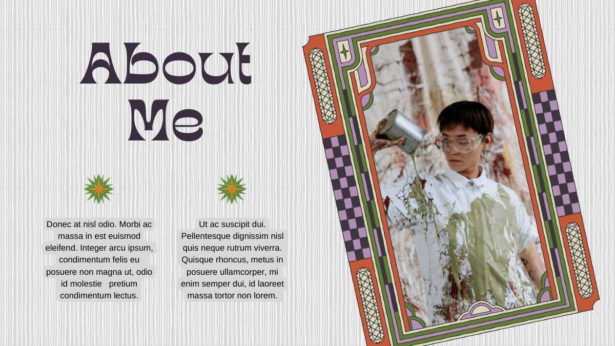 All About Me Estetik untuk Portofolio Seniman dalam Slide - slide 13