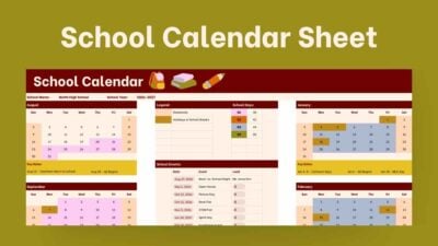 Aesthetic School Calendar Sheet