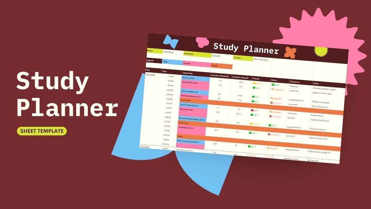 Aesthetic Study Planner Sheet - slide 1