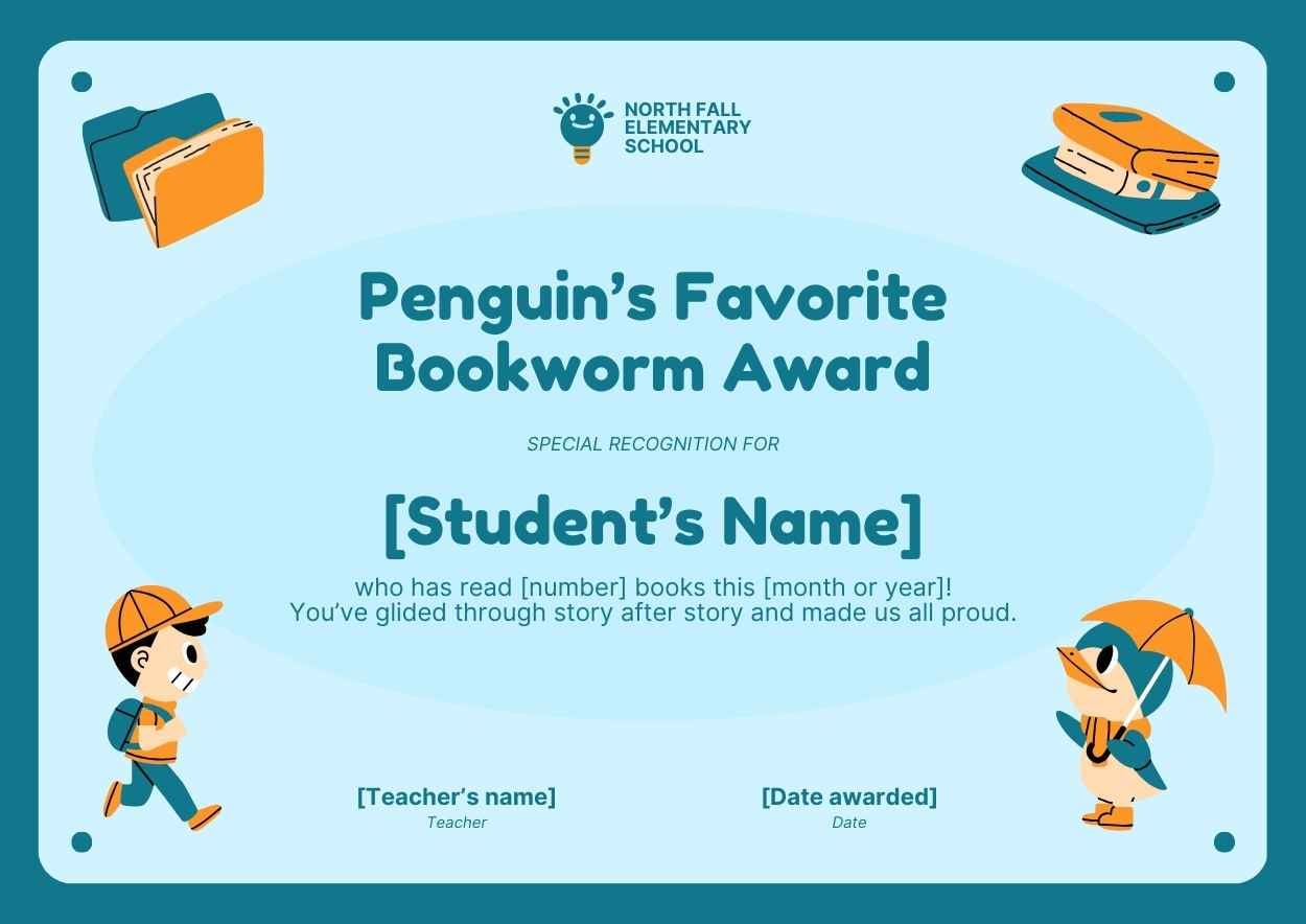Sertifikat Penghargaan Penguin Musim Dingin yang Imut dalam Slide - slide 2