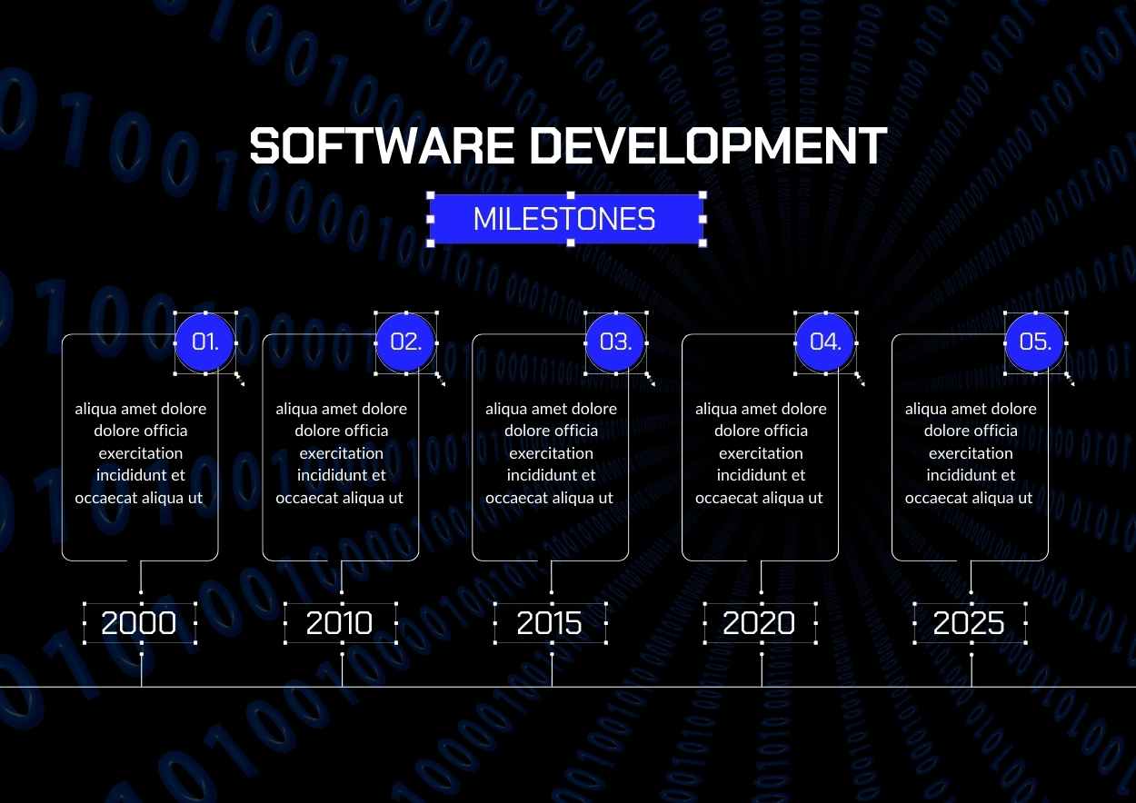 ダークトーンのソフトウェア開発マイルストーンスライド - slide 1