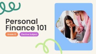 Aula de Finanças Pessoais 101 com Doodles em Slides