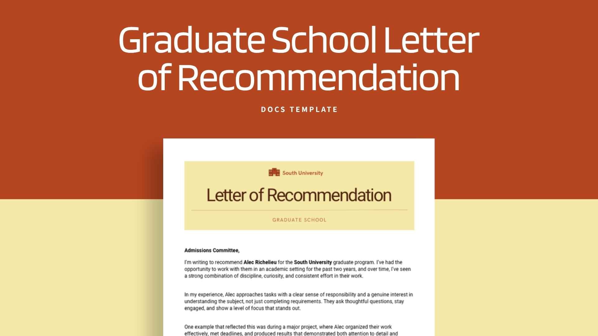 Graduate School Letter of Recommendation - slide 1