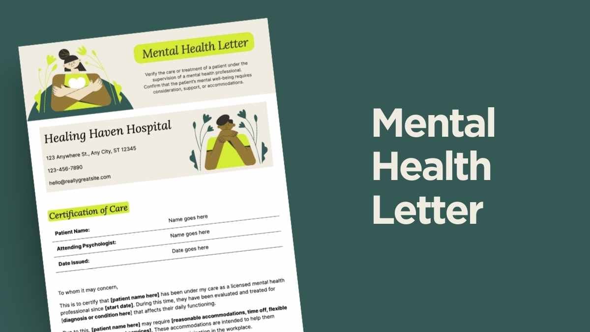 Carta de Saúde Mental Ilustrada em Documento - deslizar 1