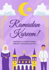 Poster Ramadan Ilustratif Ungu dalam Poster