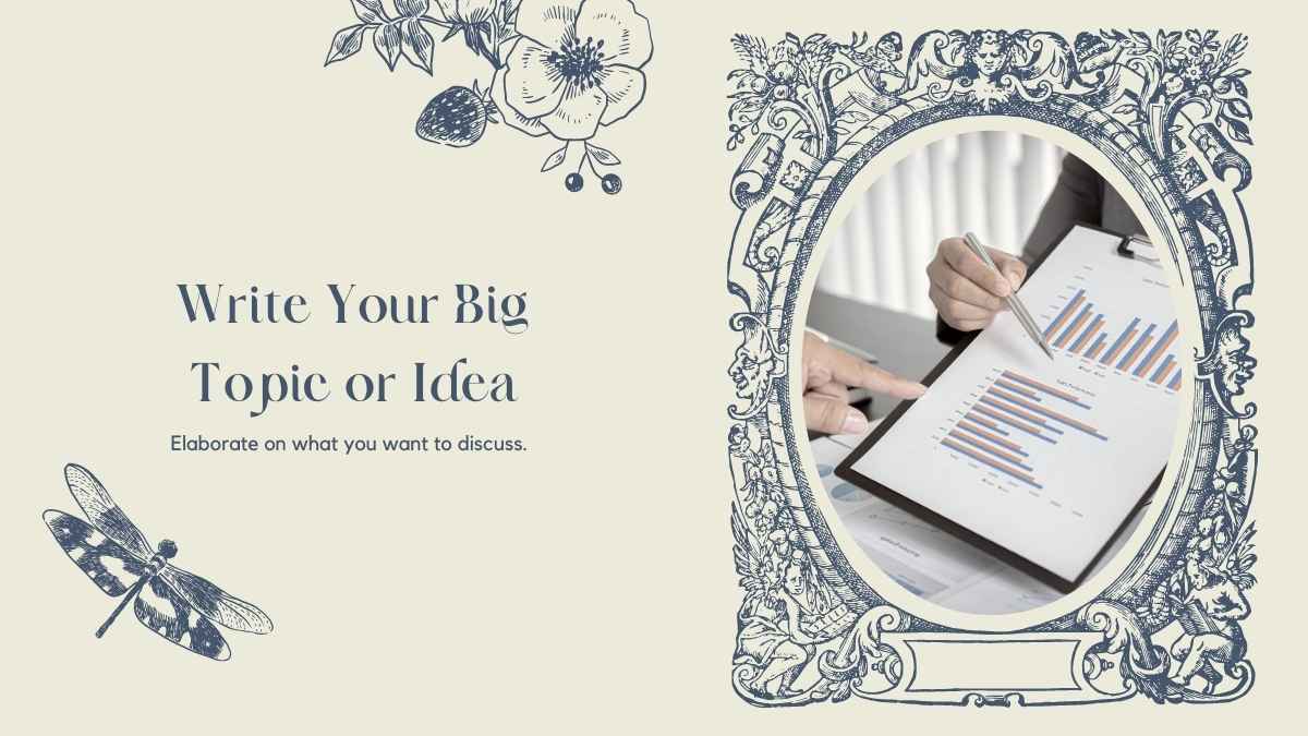 Template Rencana Bisnis Gaya Buku Vintage Ivory dan Navy dalam Slide - slide 13