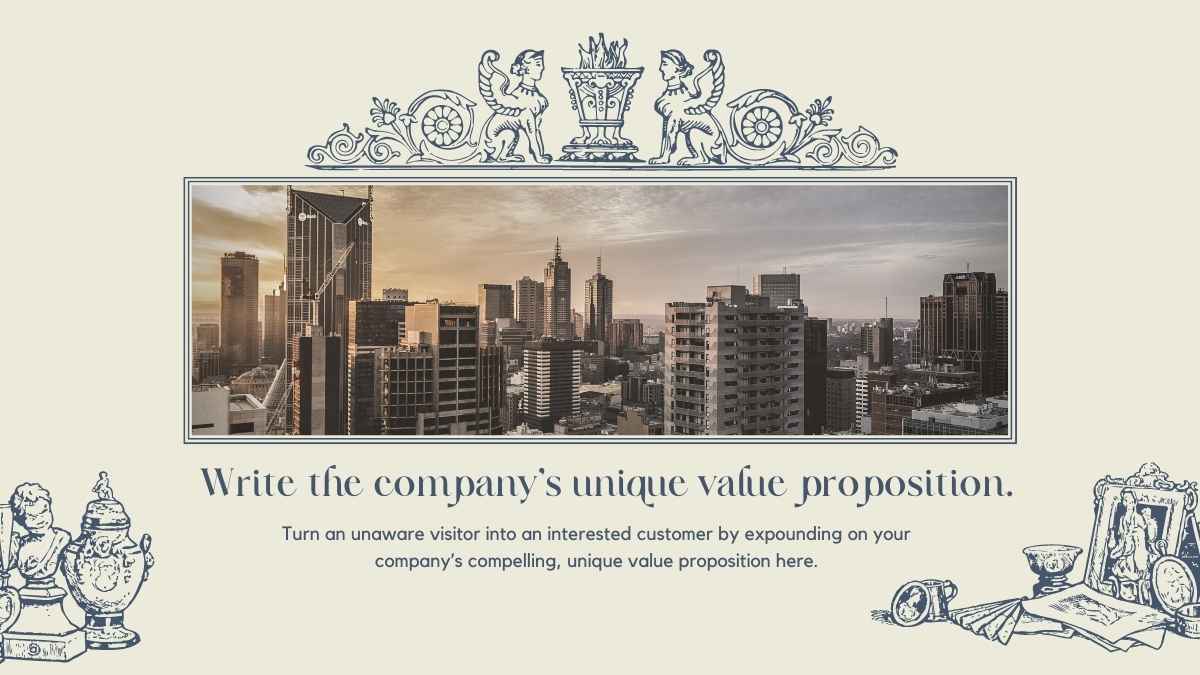 Template Rencana Bisnis Gaya Buku Vintage Ivory dan Navy dalam Slide - slide 7