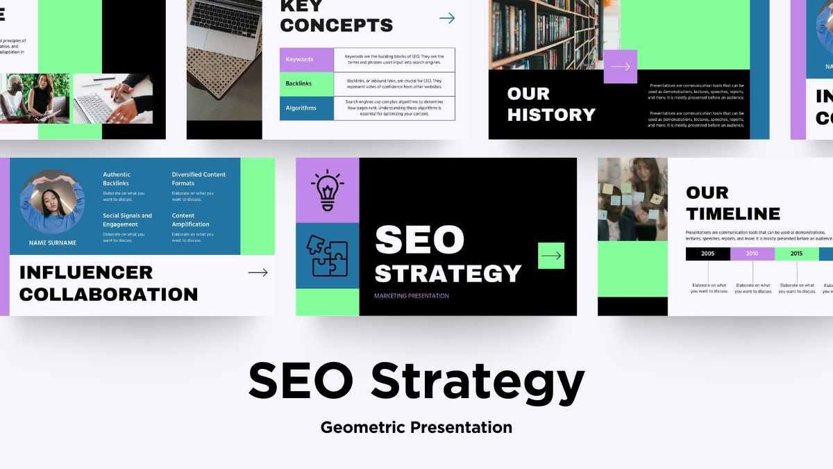 Minimal Geometric SEO Strategy Slides - slide 1
