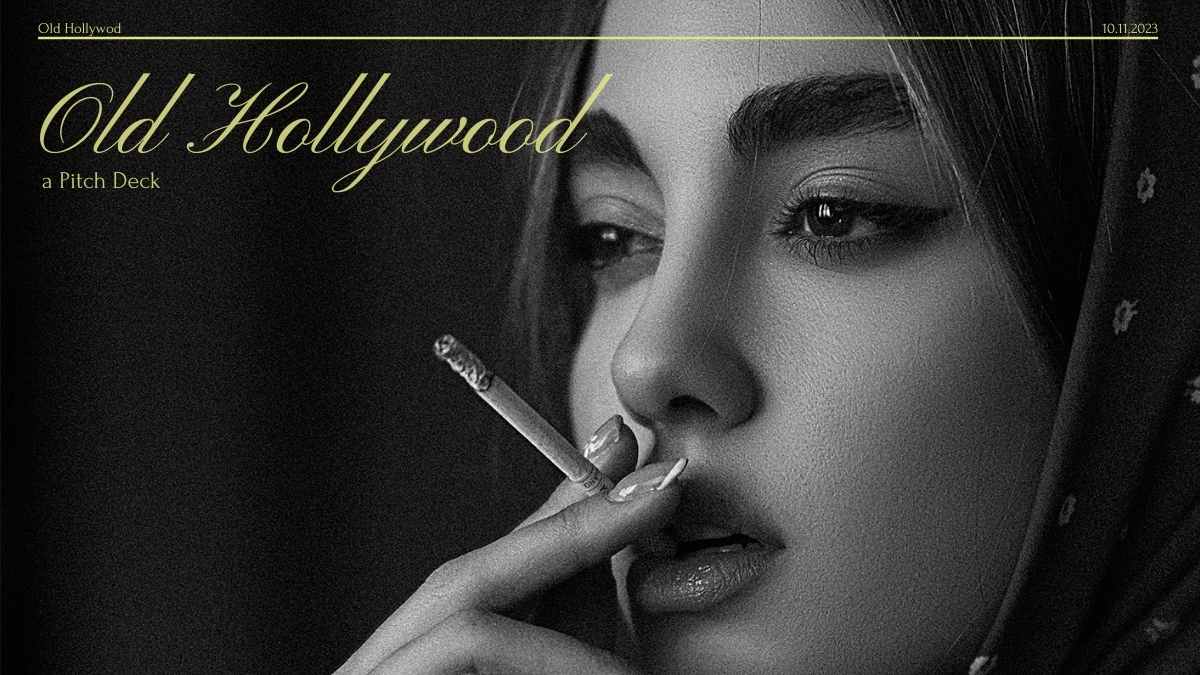 미니멀 올드 할리우드 피치 덱 슬라이드 템플릿 - 슬라이드 1