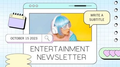 Newsletter de entretenimento digital moderno em slides