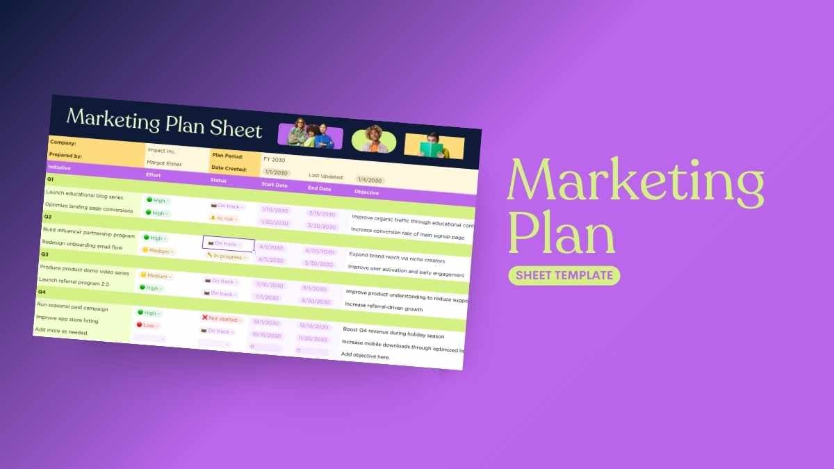 Modern Marketing Plan Sheet - slide 1