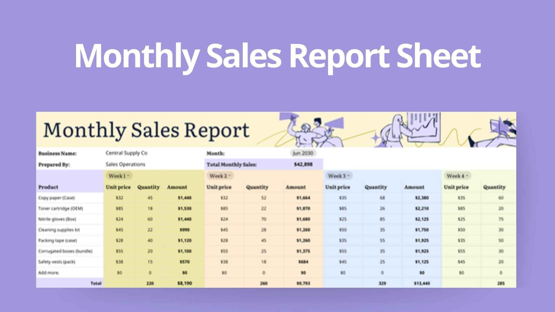 Monthly Sales Report Sheet - slide 1