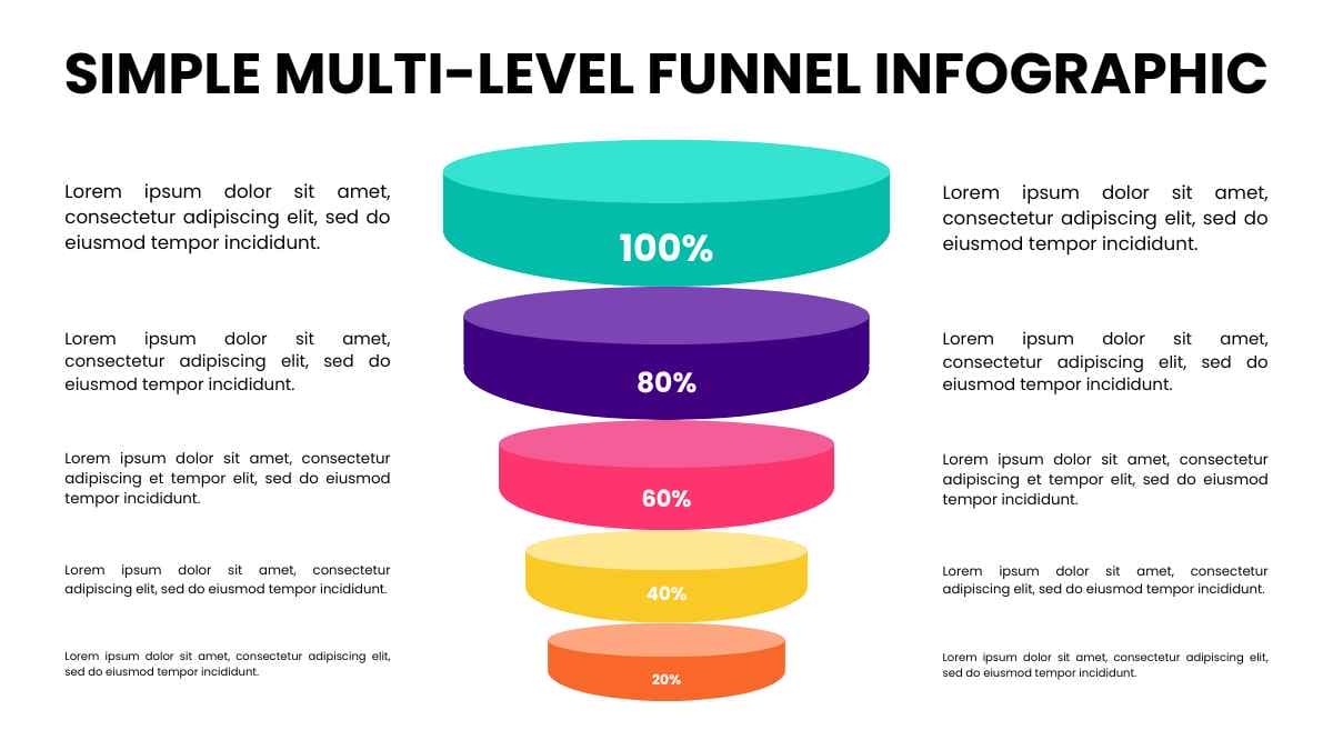 Infográfico de Funil Simples em Níveis em Slides - deslizar 1