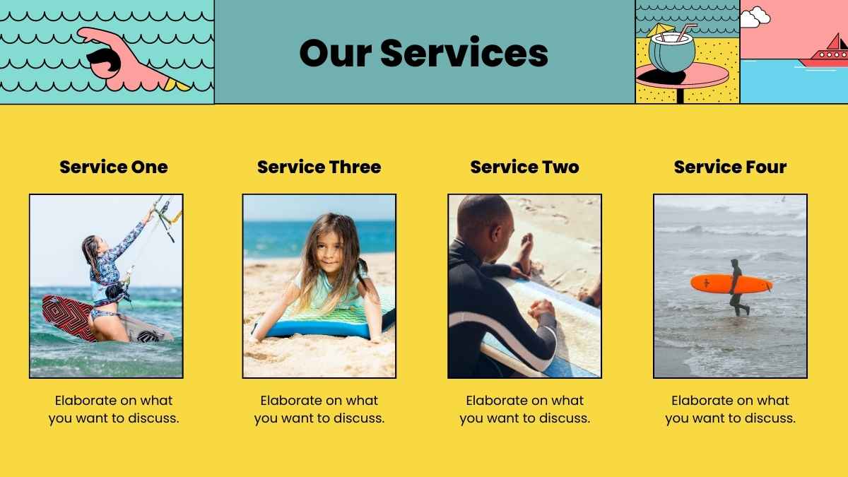 Marketing de Marca de Surf Retrô em Slides - deslizar 11