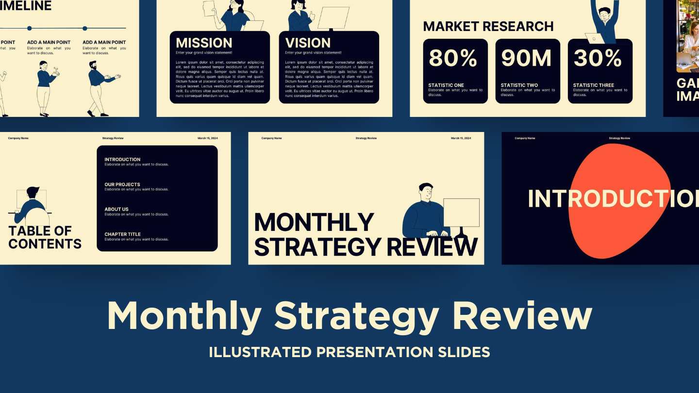 Yellow Monthly Strategy Review Slides - slide 1